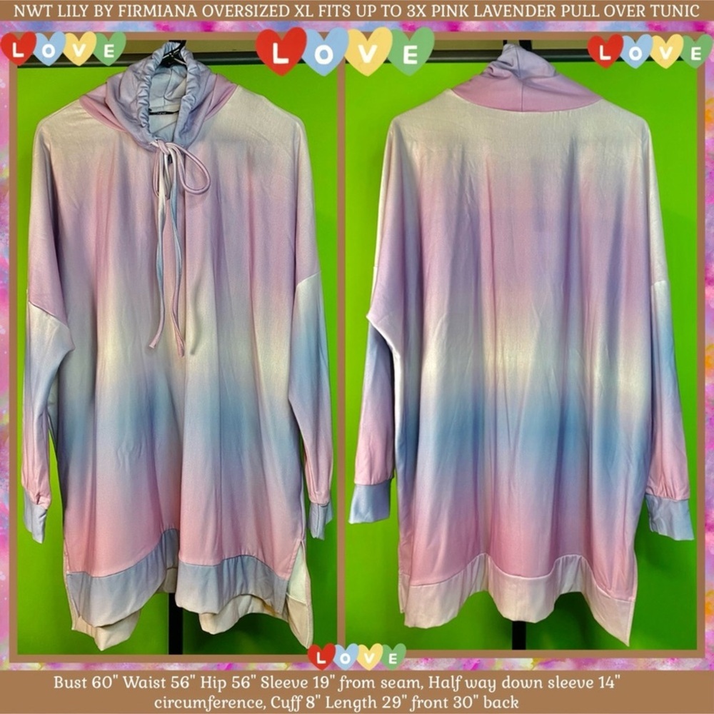‼️FINAL PRICE ‼️ NWT OVERSIZED XL FITS UP TO 3X PINK LAVENDER PULL OVER TUNIC